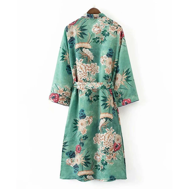 В винтажном стиле Женские туфли с цветочным принтом рукавом летучая мышь и