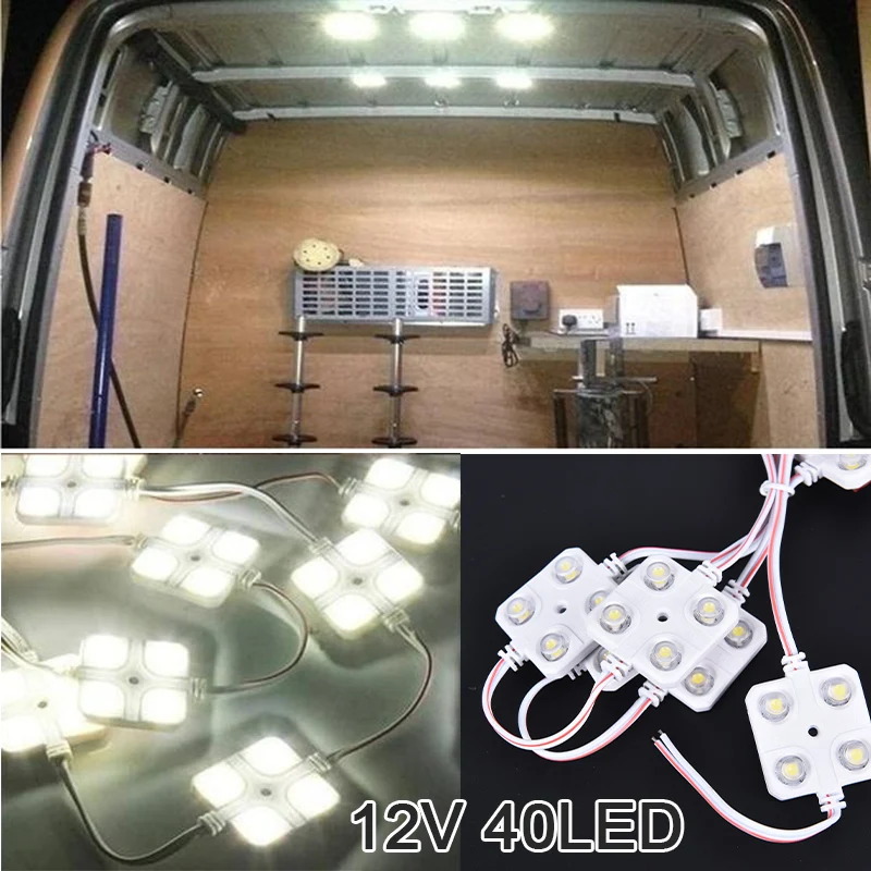 

12V 10x4 LEDs Car Roof Light Kit Van Interior Ceiling Lighting Cargo for Camper Inside Lamp For RV Boat Trailer Lorries Van