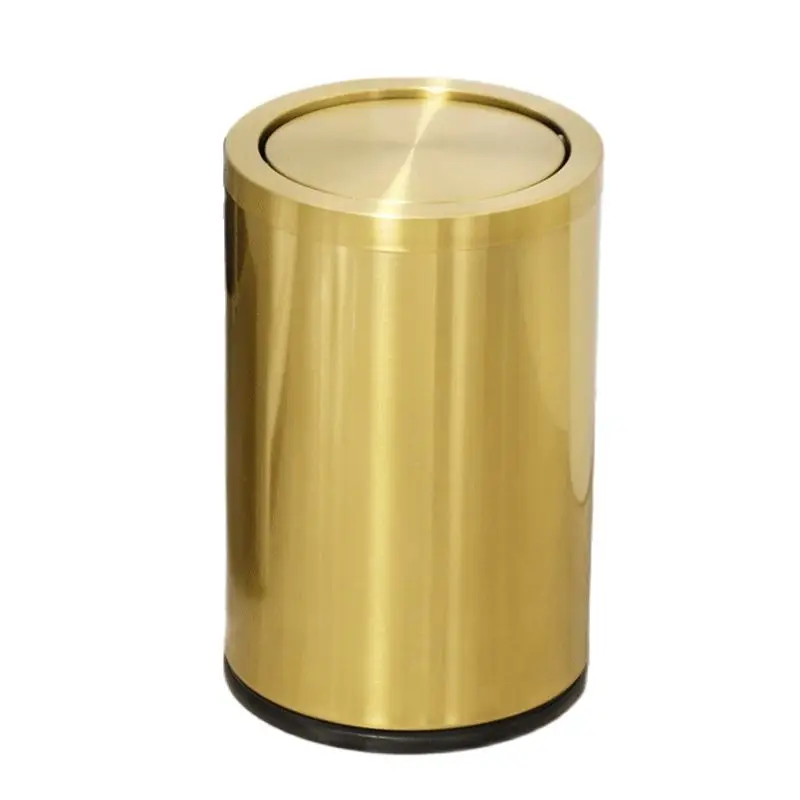 

Gold Large Trash Can Flip Light Luxury with Cover Stainless Steel Trash Can Shake Cover Home Bathroom Kitchen Living Room