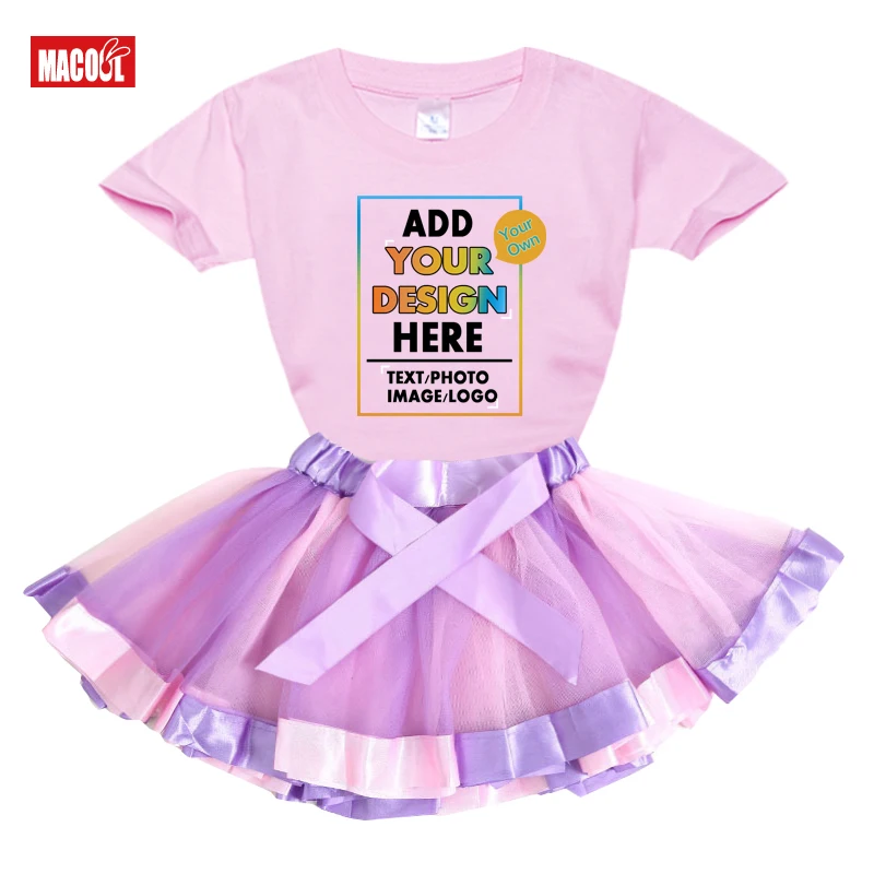 Your Own Design Custom Dress Baby Girl Birthday Dress Rainbow Kids Dresses 3 4 5Years Children Casual Little Girls Custom Party