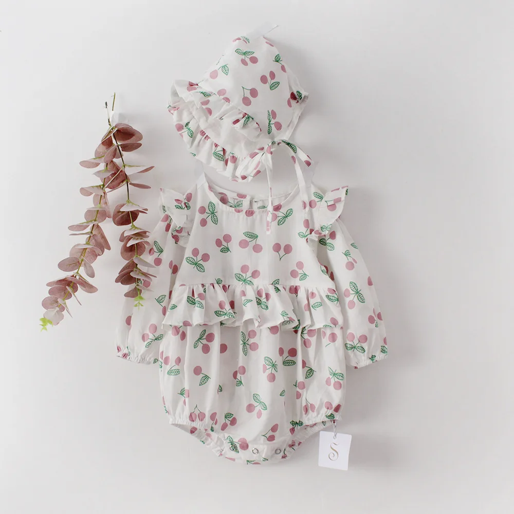 Одежда для новорожденных девочек осень 2020 комбинезон маленьких с шапкой