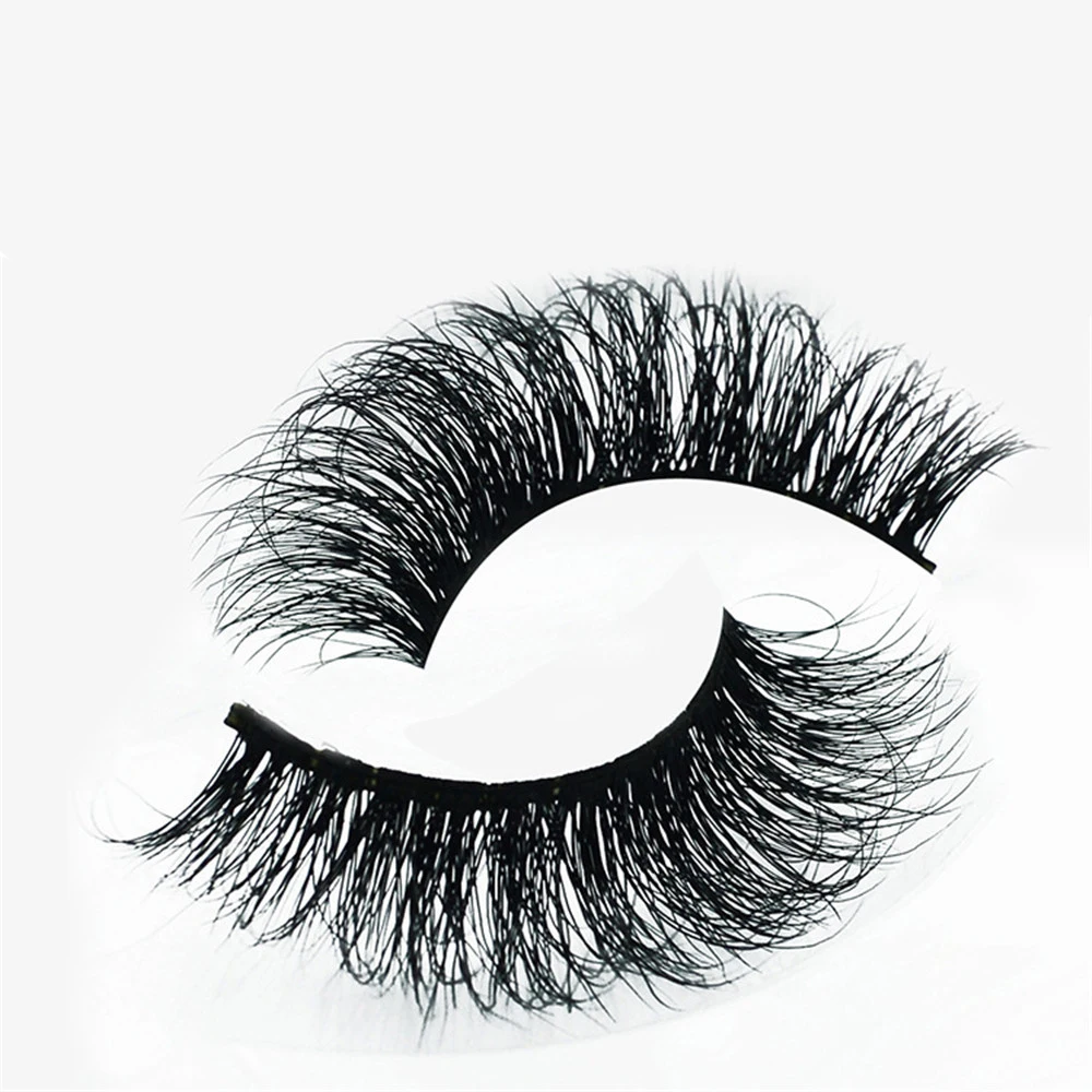 1 Pair Real Dense 3D Mink Hair False Eyelashes Wispy Cross Eye Lashes Fluffy Handmade Extension Reusable | Красота и здоровье
