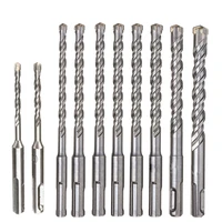 10pcssets electric hammer sds plus drill bit set round handle for concrete wall brick block masonry hole saw drilling bits