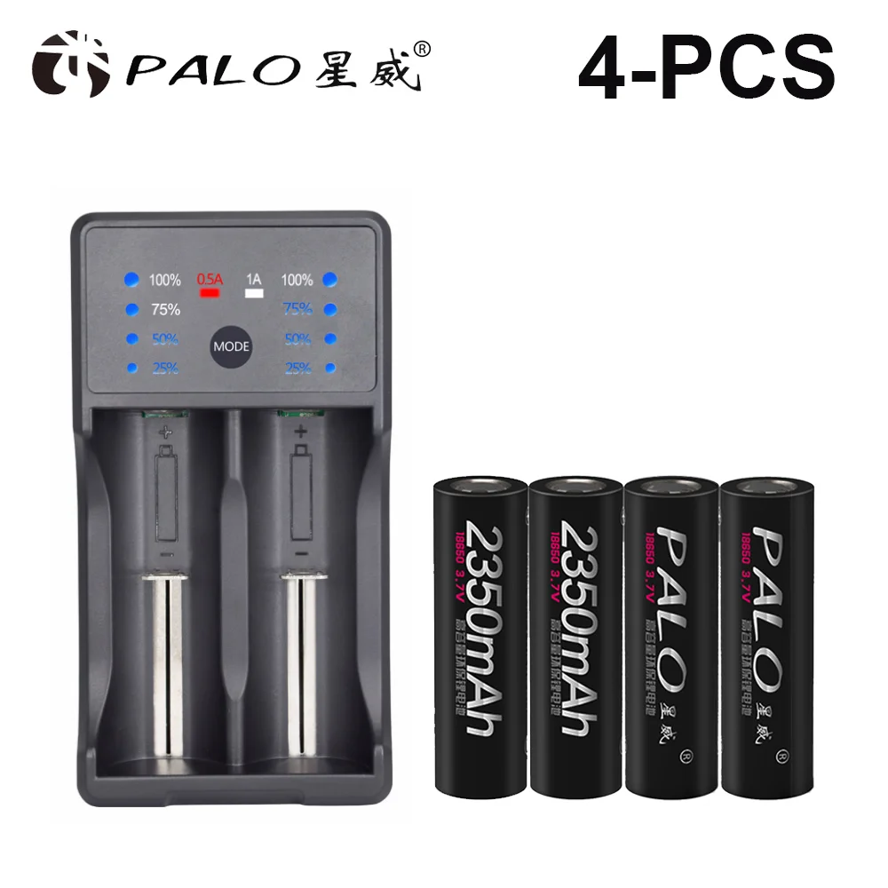 nc572-18650x4 PALO 4 шт./компл. 18650 Батарея 3,7 V 2350mAh перезаряжаемый литий-ионный аккумулятор Батарея+ 2 шт. 18650 Батарея клетки ящик для хранения - Цвет: nc572-18650x4