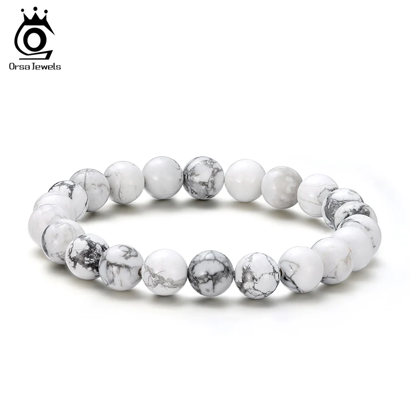 

ORSA JEWELS Howlite Reiki Chakra Stone Bracelet Natural Stone Bracelet for Women Men Healing Energy 8mm Bead Jewelry Gift GMB36