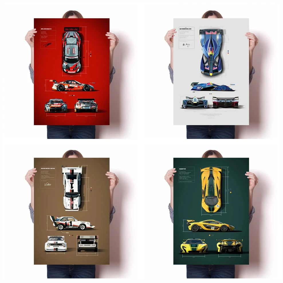 

Modern Color Quality Canvas Painting Posters World Famous Cars Racing Vector Picture Series Room Living Sofa Wall Art Home Decor