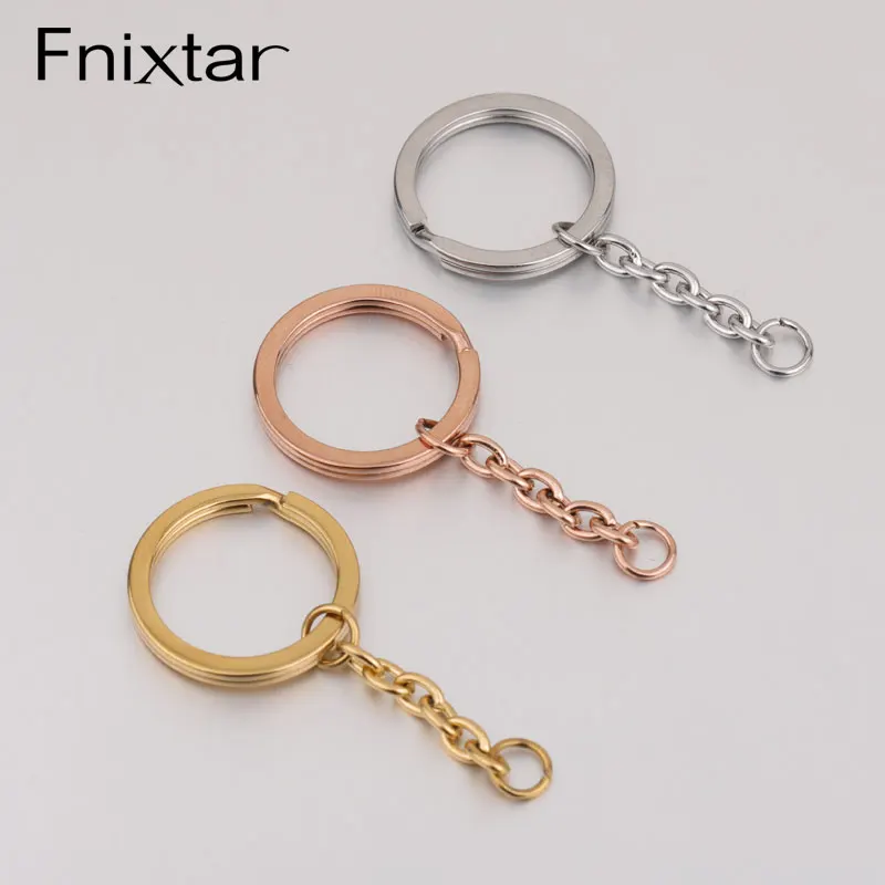 

Fnixtar 20Pcs/Lot 304 Stainless Stee Key Chain Hanging Split Keyring With Extender Chain For DIY Making Keychains Punk Jewelry