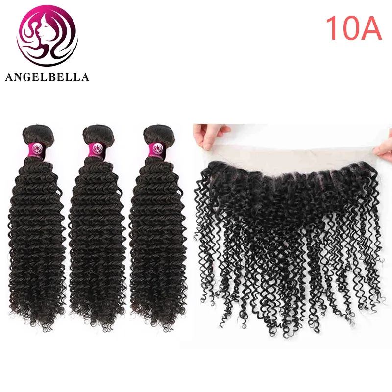 Angelbella 10A кудрявые вьющиеся переплетения с закрытием Экстра профессиональные