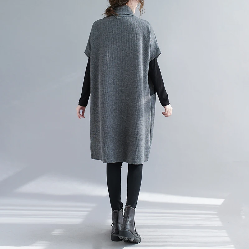 

SuperAen Autumn Winter Solid Turtleneck Loose Plus Size Thickened Slim Knitted A-LINE Casual Woman Dress