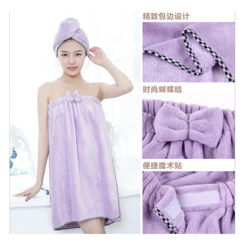 Милый бантик из кораллового флиса сухая шапочка для волос полотенце набор