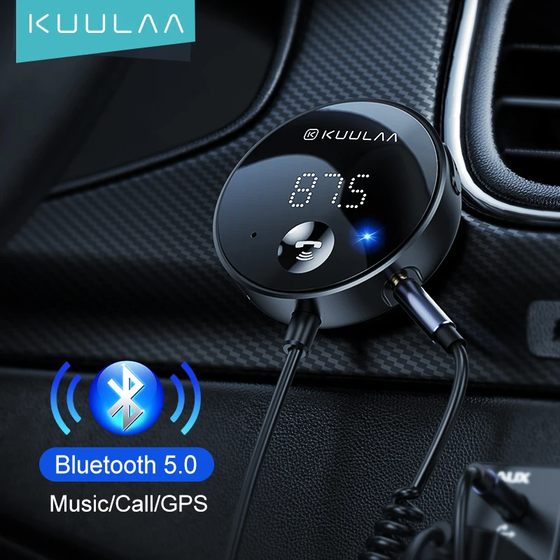 

KUULAA Bluetooth Aux Adapter 5.0 Wireless Adapte Receiver USB Audio Music Mic Handsfree Adapter for Car Speaker Car Receiver