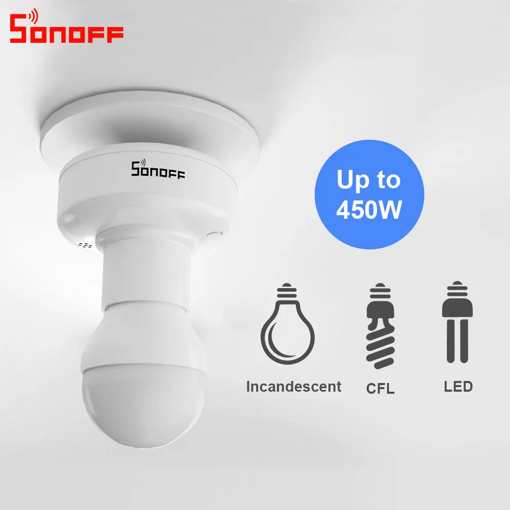 Itead Sonoff Slampher 433 МГц RF Smart WiFi держатель света E27 лампы прерыватель Wifi переключатель