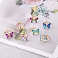 butterfly mood ring gradient color adjustable temperature ring jewelry for kids birthday gold butterfly rings wholesale 2022