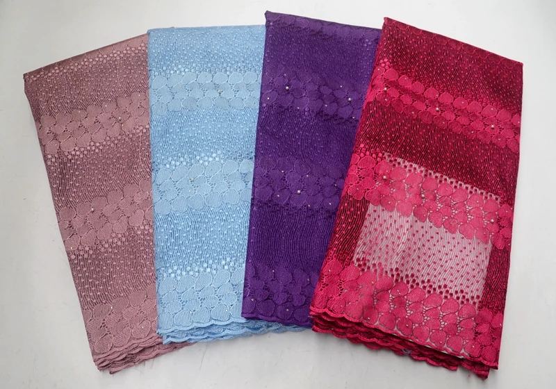 

H&Q high-grade african lace fabric with embroidery and stone netting fabrics sells hot in nigeria french sewing wedding dress