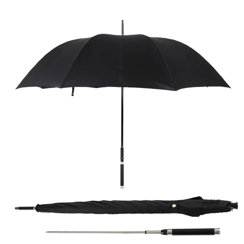 

Автоматический ветрозащитный креативный черный зонт с длинной ручкой для самообороны меча воина солнечный и дождливый Зонт мужские подарк...