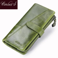 contacts new genuine leather wallet fashion coin purse for ladies women long clutch wallets with cell phone bags card holder