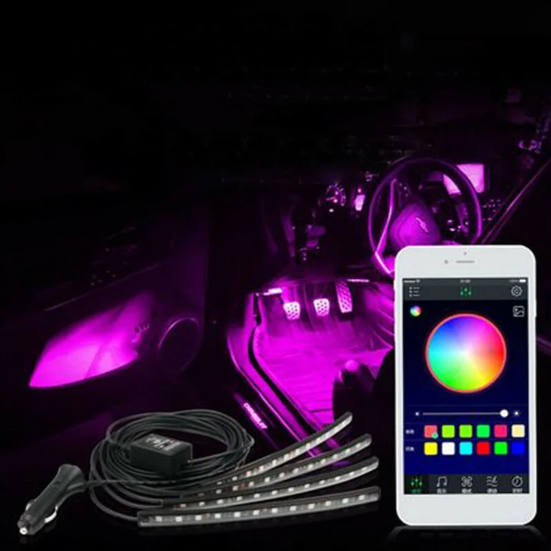 4x12 V светодиодный RGB многоцветный светильник для салона автомобиля|Лепнина