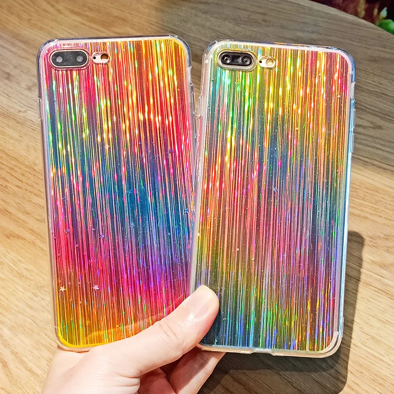 Красочный градиентный лазерный голографический чехол для Samsung Galaxy A70 Жесткий