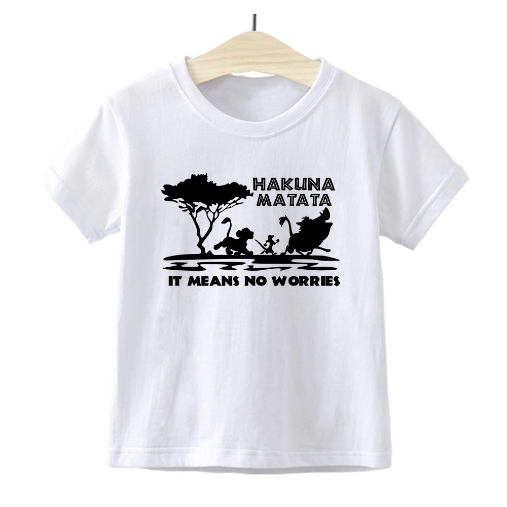 Летняя футболка для мальчиков и девочек HAKUNA MATATA с буквенным принтом повседневный