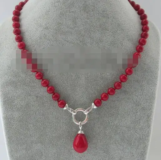 Жемчужное ожерелье из ракушек красного кораллового цвета 18 дюймов 8 мм + подвеска