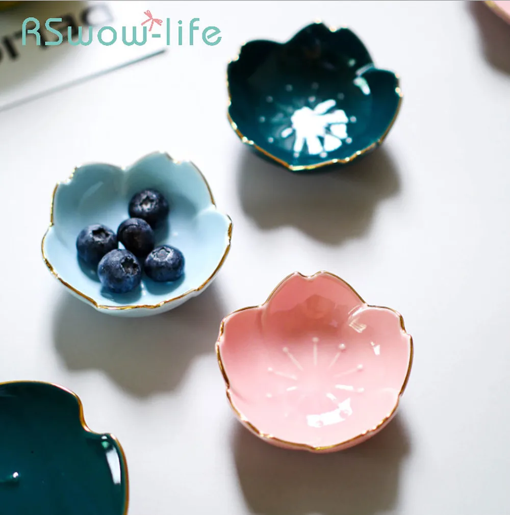 Креативное керамическое блюдо в форме цветка вишни 3 дюйма 2 шт.|Блюдца и тарелки| |