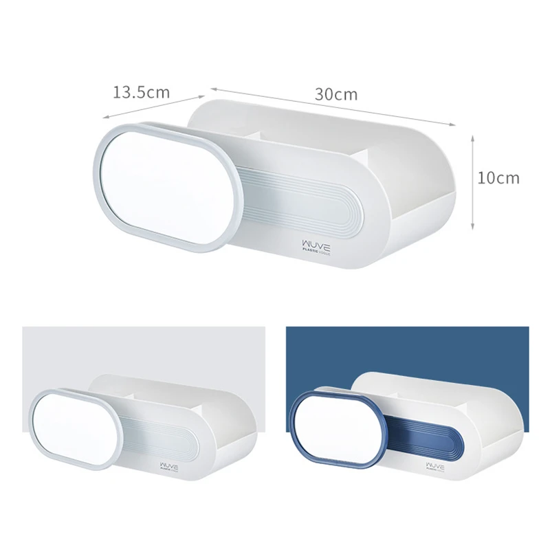 Полка для ванной туалетный столик стеллаж хранения с зеркалом Настенный Чехол