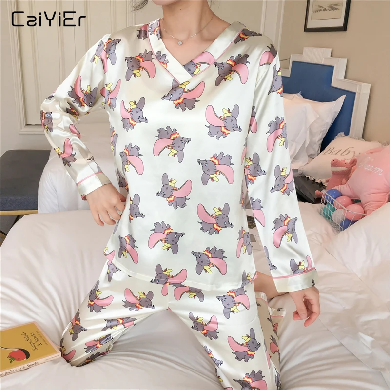 Caiyier женский пижамный комплект сексуальная шелковая атласная ночная рубашка с v