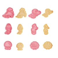 6pcs sea animal cookie cutter mould biscuit embossing mold reusable sugarcraft dessert baking tools for cakes decor cookie stamp