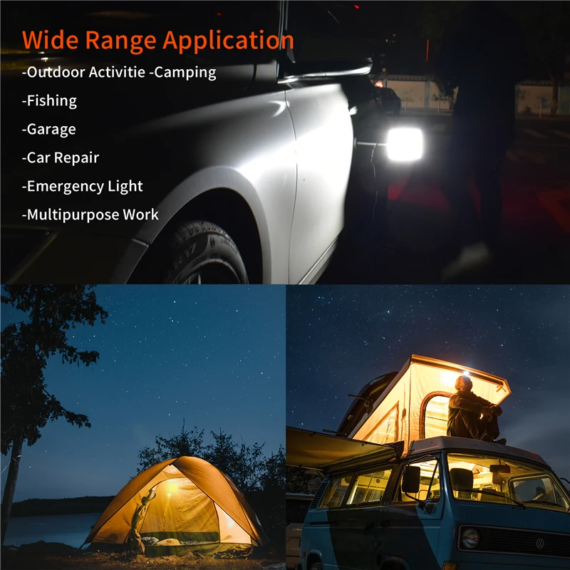 저렴한 휴대용 분리형 50W 12V LED 패널 라이트, 야외 캠핑 텐트 라이트 자동차 수리 마그네틱 베이스 작업 램프