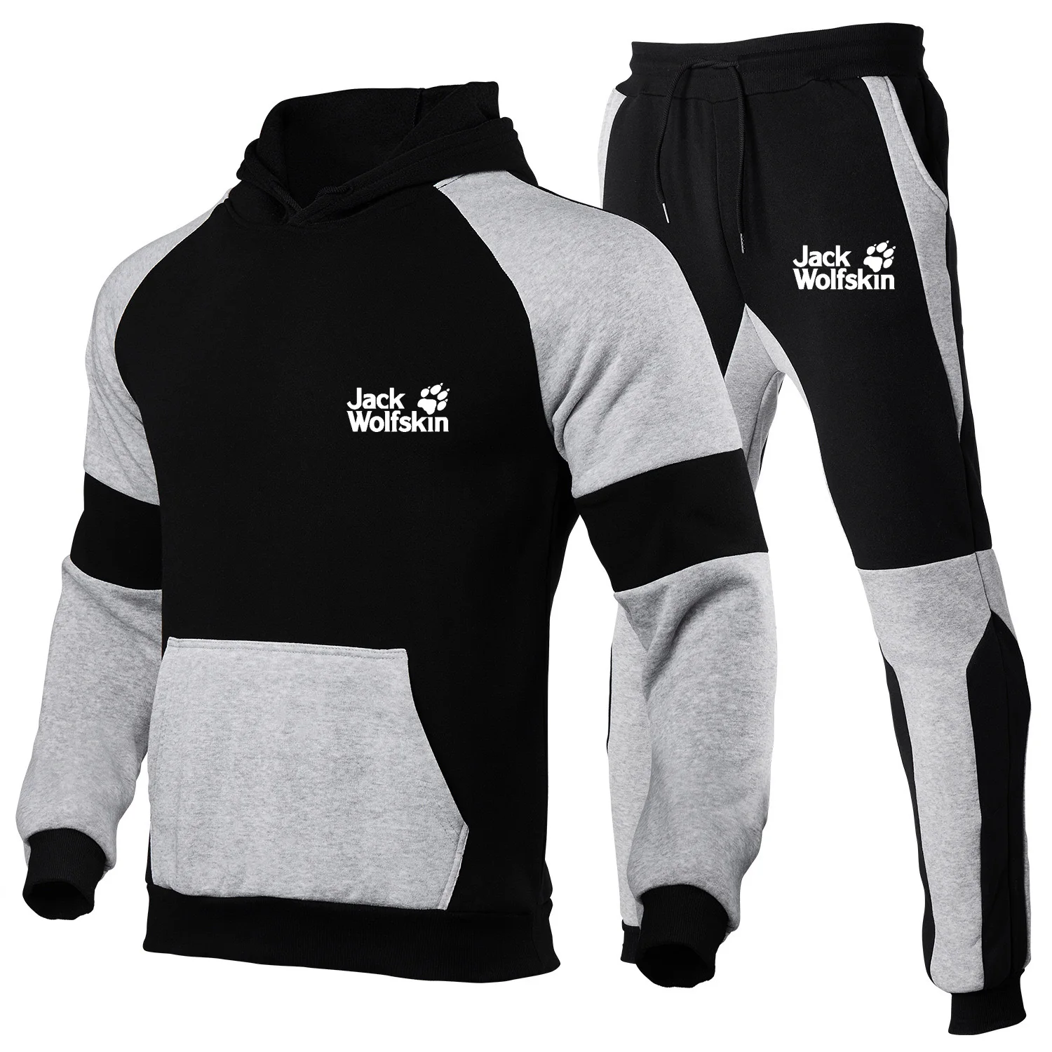 

Men's and women's sportswear casual fitness stitching hoodie and pants two-piece 2021 novel track suit