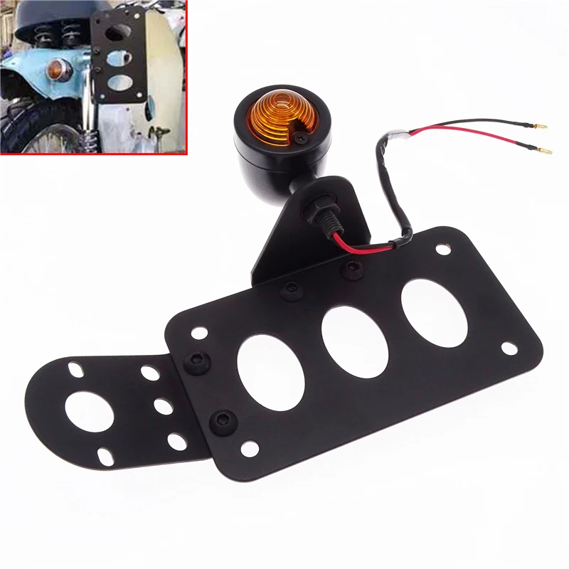 

Motorcycle Rear License Number Plate Light with Mount Bracket Universal for Harley Sportsters Bobber Chopper Tail Signal Light