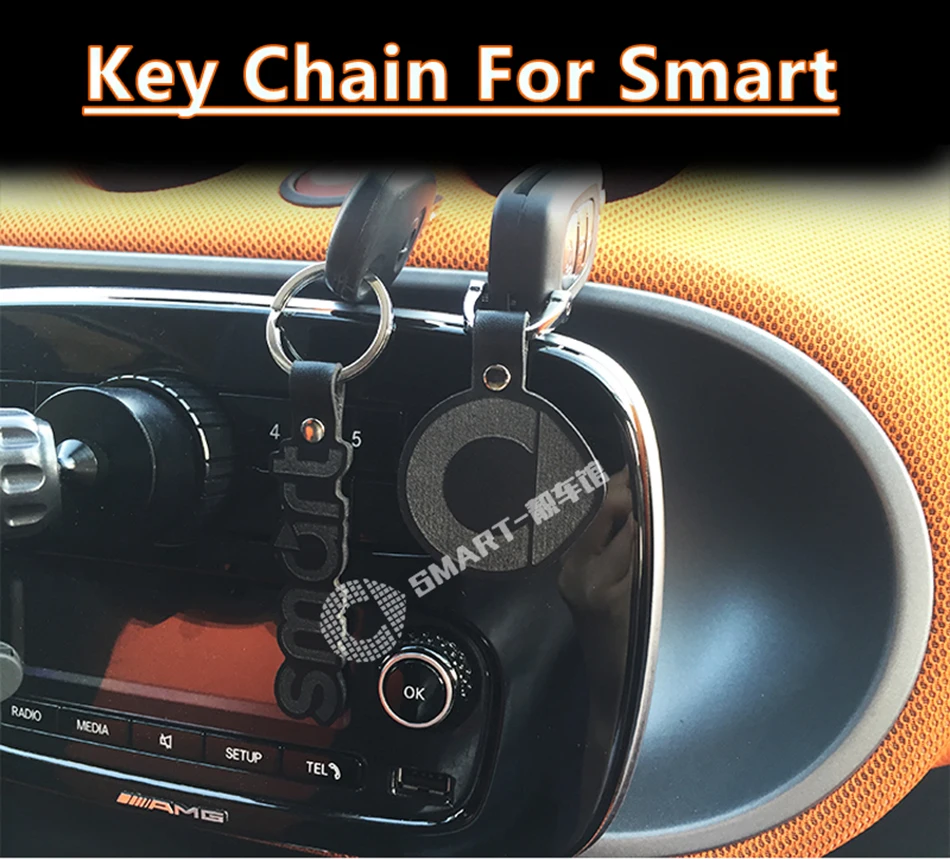 Черный кожаный брелок из воловьей кожи, автомобильный брелок Smart 450 451 Smart 453 Fortwo Forfour, автомобильный брелок Hing-end