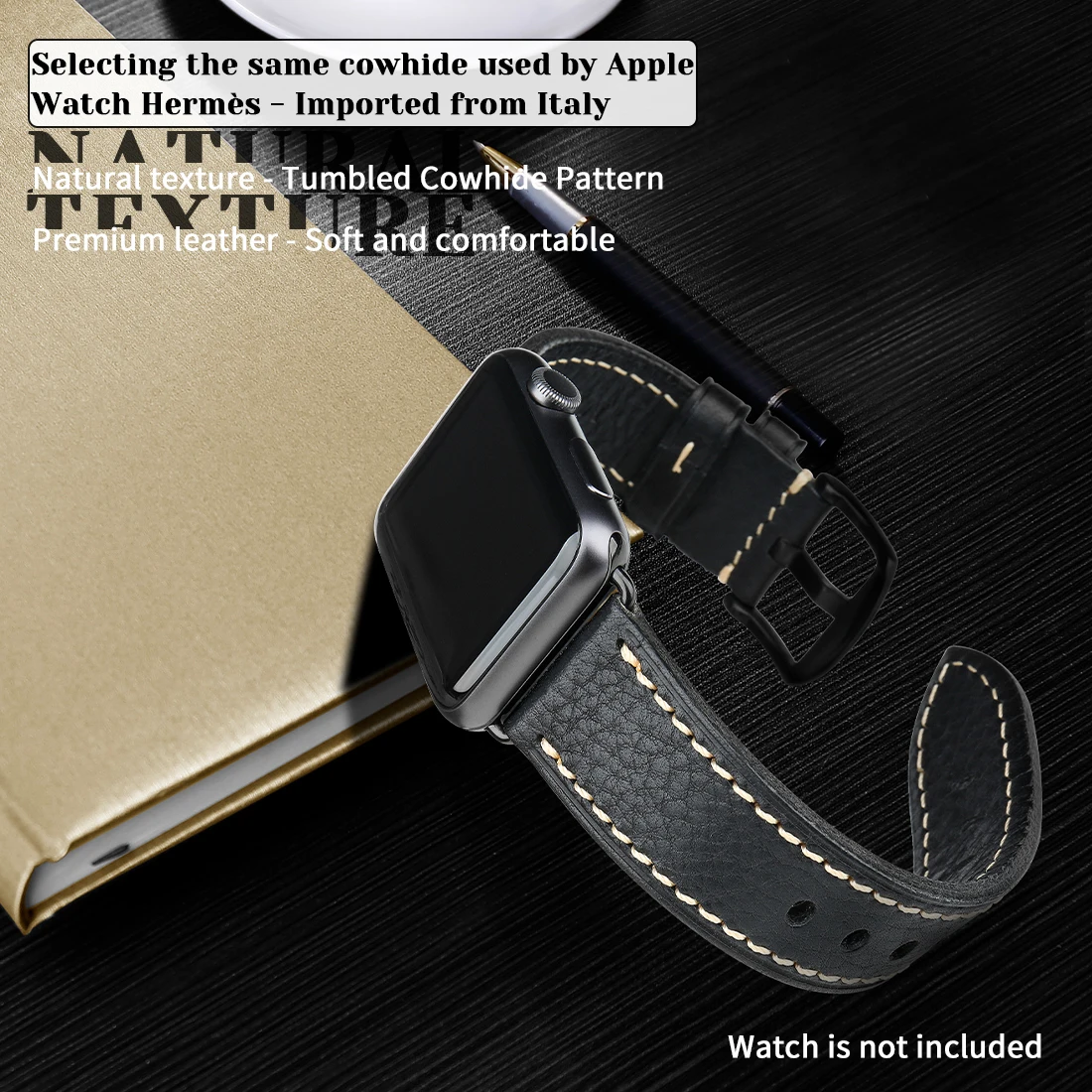 100% Genuine Leather Band For iWatch Series 7/6/SE/5/4/3 45mm 41mm 44mm 40mm 42mm 38mm Nature Leather Apple Watch Strap Bracelet