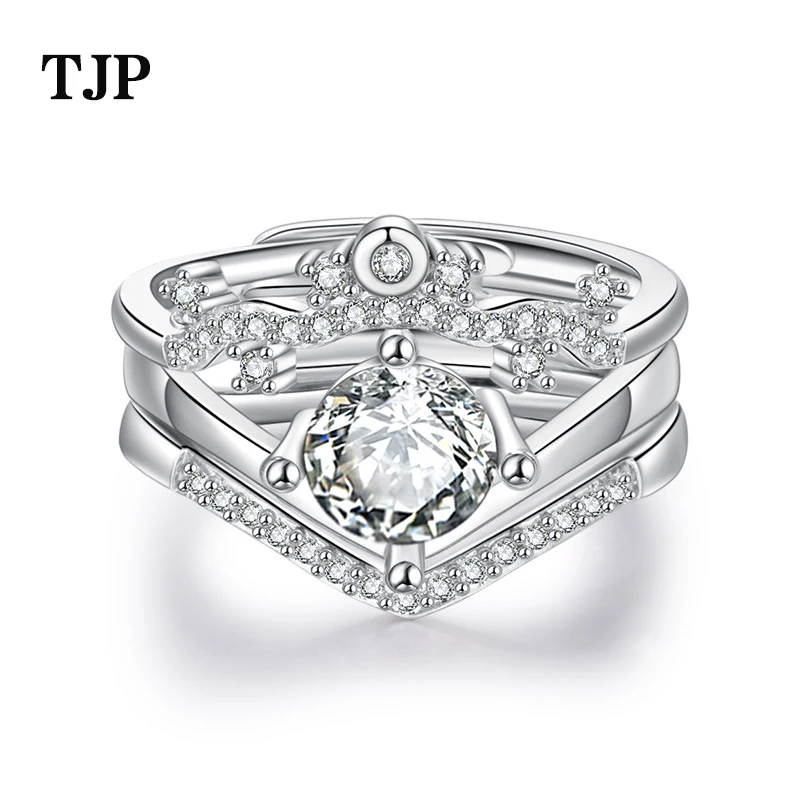 2019 мода новая корона микро Инкрустация три в одном кольцо Мода дамы сочетание