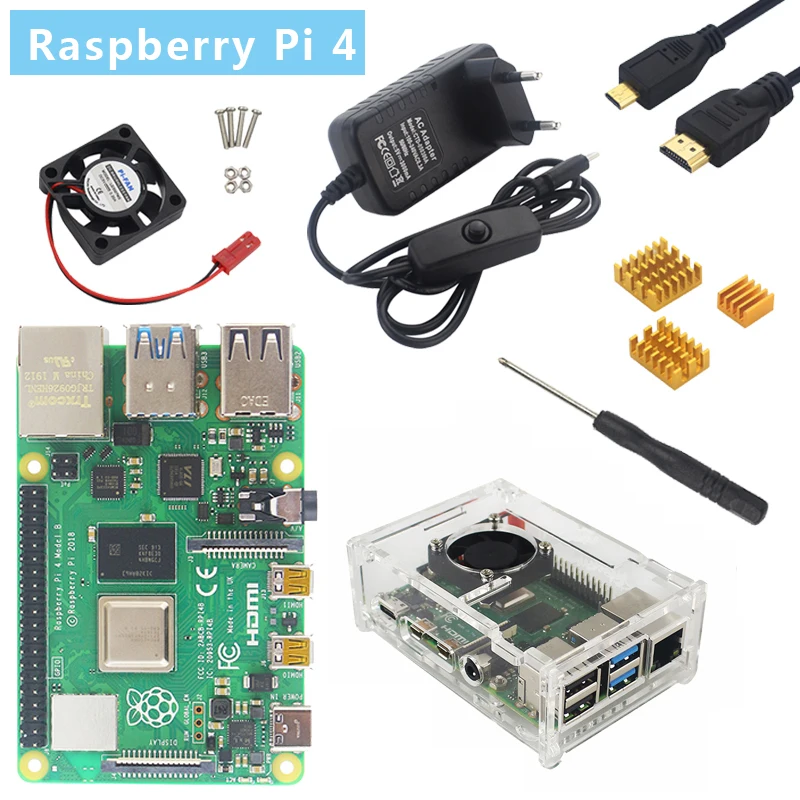 Raspberry Pi 4 Модель B плата 1 г 2 г 4 г ОЗУ 2,4 г и 5 г WiFi Bluetooth 5,0 с Чехол блок питания теплоотвод для Raspberry Pi 4 Модель B
