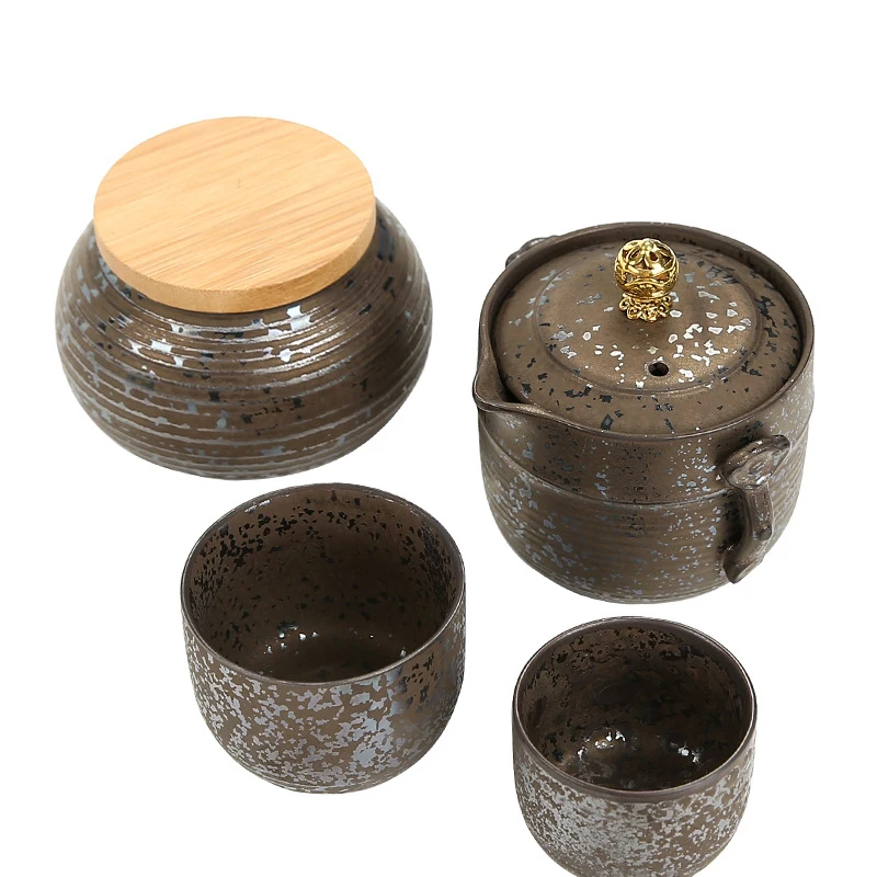 

Ceramic Japanese Tea Cup Set Portable Travel Teaware Kung Fu Tea Cup 1 Pot 2 Cups 1 Tank Home Office Vintage Drinkware Gaiwan