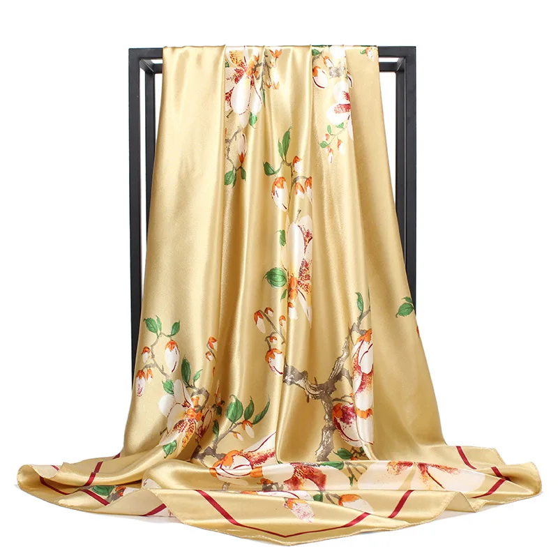 Новые стильные большие квадратные шарфы с китайскими цветами женские элегантные