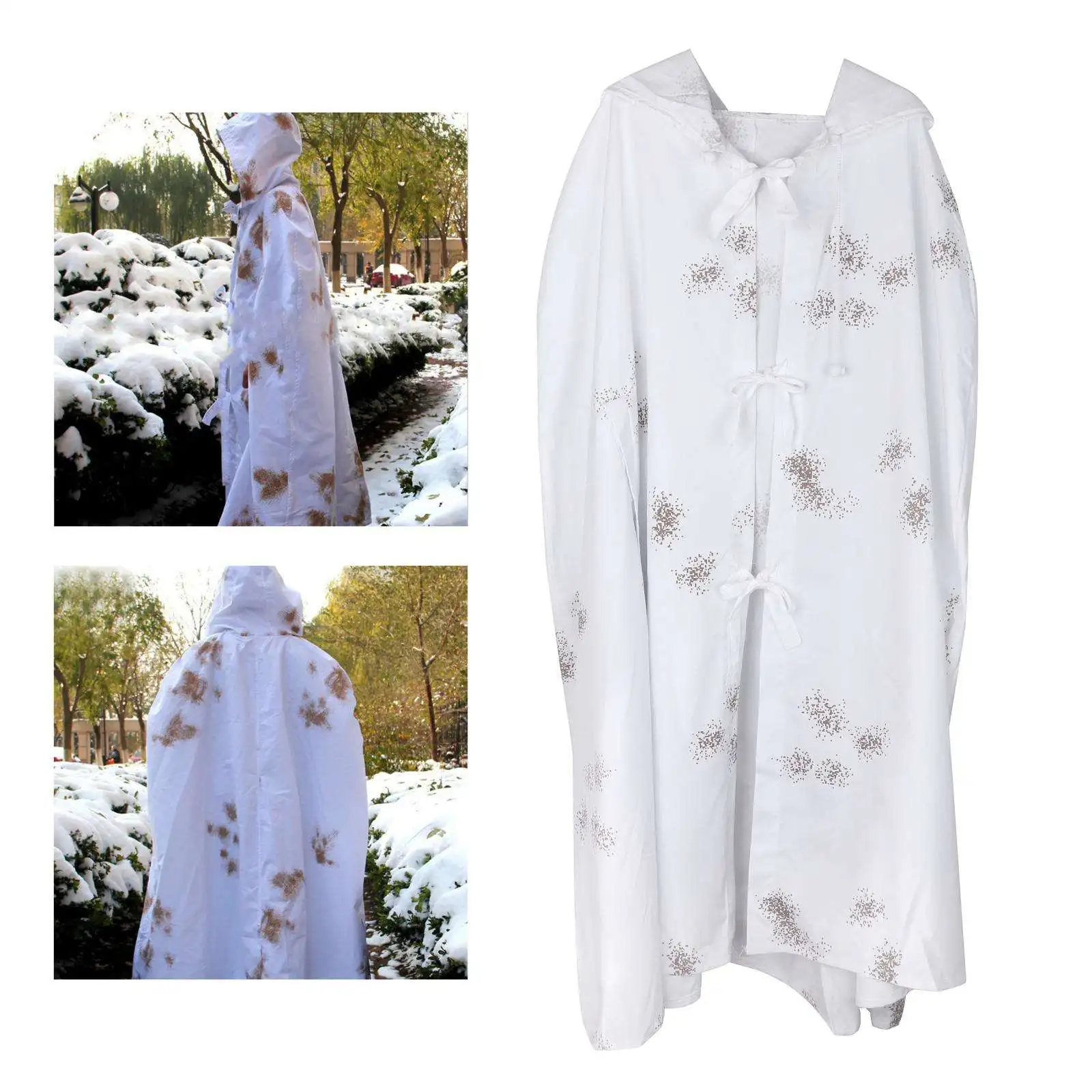 

Snow White Cloak Outdoor Hunting Camping Camo Ghillie Suit Cape Poncho