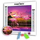 Алмазная 5D картина сделай сам, полностью круглая мозаика с фламинго на закате, Наборы для творчества с животными, вышивка, наклейки на стену, украшение для дома