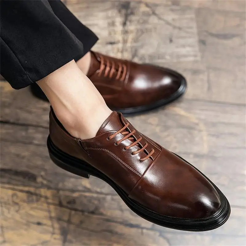 

Men's Handmade Fashion Casual Business High-end Solid Color PU Simple Pointed Toe Lace Comfortable Oxford Shoes 8KH079