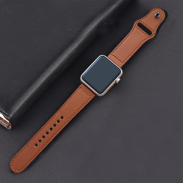 brown Ремешок для apple watch ремешок из натуральной Кожаный ремешок 42 мм, 38 мм, ремешок для наручных часов iwatch, Версия 44 мм 40 мм 5/4/3/2/1 браслет аксессуары - Цвет ремешка: brown