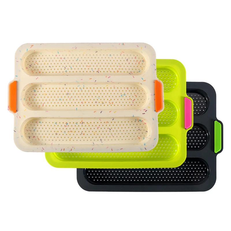 Антипригарная силиконовая лоток для багета 3 волны перфорированная форма