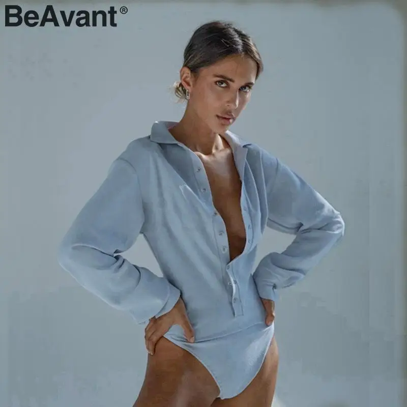 BeAvant элегантный уличная рубашка воротник для женщин боди с длинным рукавом
