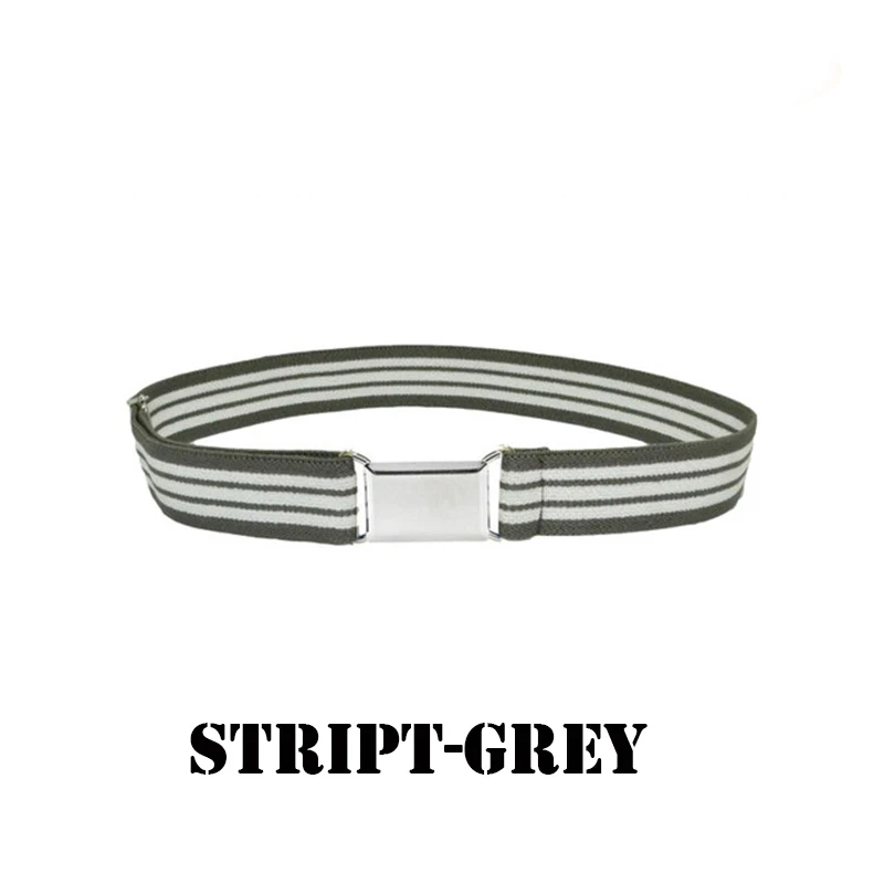 Grey-Stripe Детский эластичный пояс, регулируемый пояс с магнитной пряжкой для мальчиков и девочек, джинсовые штаны - Цвет: Grey-Stripe