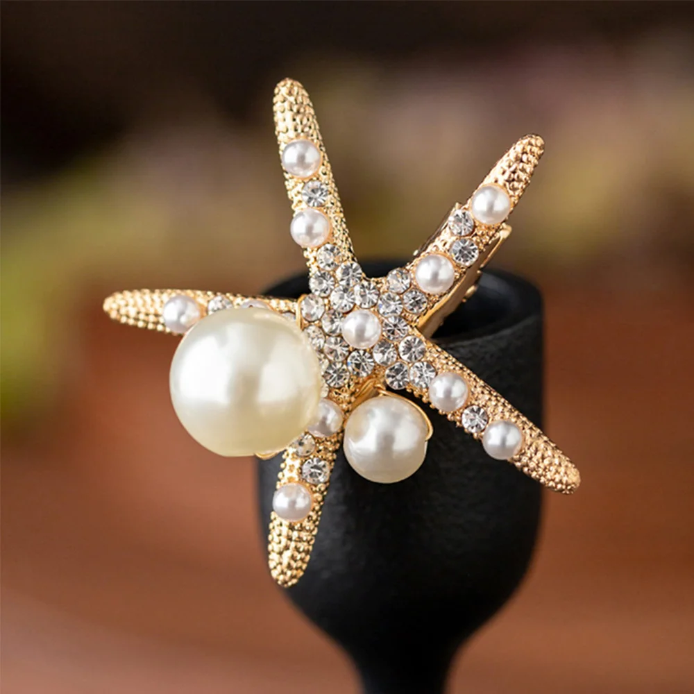 Модная заколка для волос с кристаллами жемчужинами и морскими звездами заколки