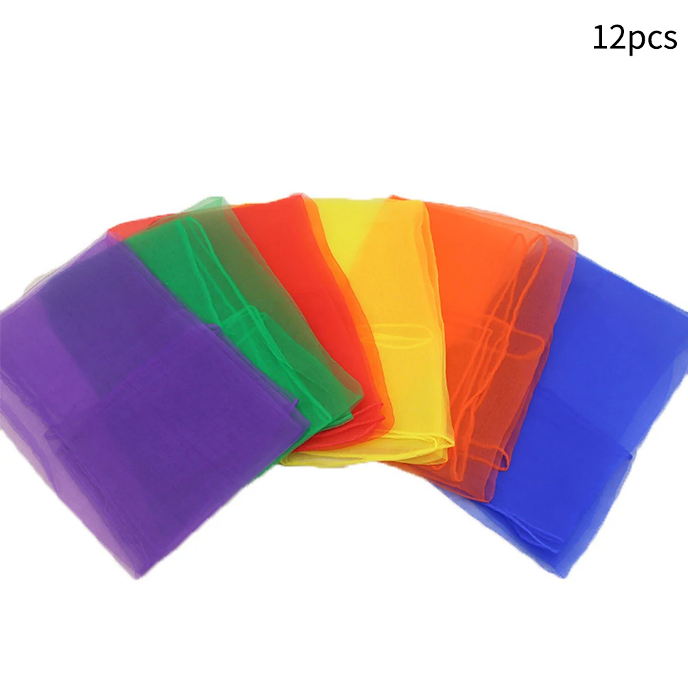 12pcs/set Kids Children Square Scarf Accessories Sports Silk Entertainment Toy Outdoor Game Stage Performance Decorative Dance | Игрушки и