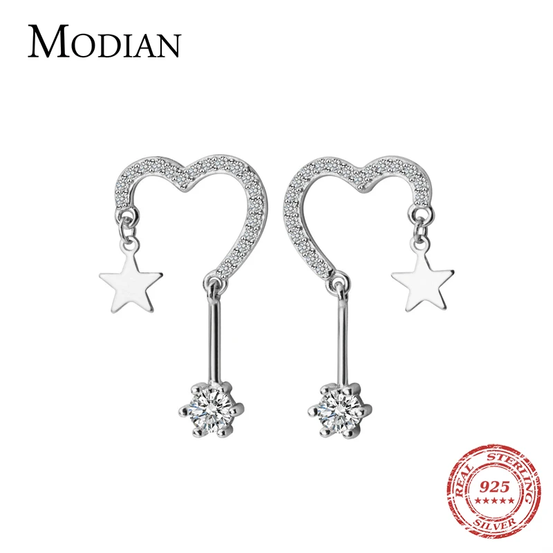Modian новая распродажа серьги со звездами очаровательные 100% стерлингового серебра