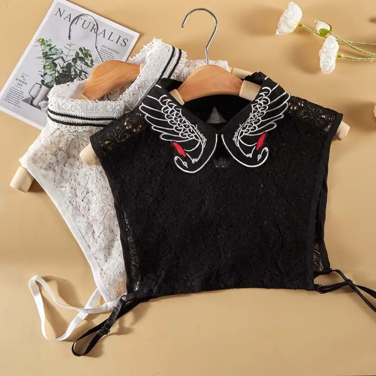 

Шифоновая Блузка для взрослых, со съемным воротником, Женская кружевная Цветочная блузка, украшение для половинчатой рубашки