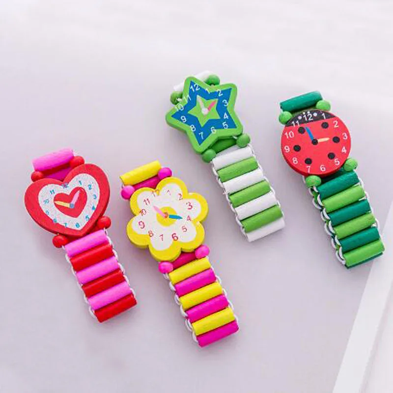 Мультяшные наручные часы-браслет забавные деревянные часы игрушка ручной работы