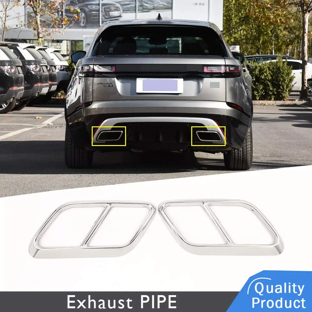 

2 pcs/set Silver Stainless Steel Exhaust Pipe Cover Trim For Land Rover Range Rover Velar 2017 2018 2019